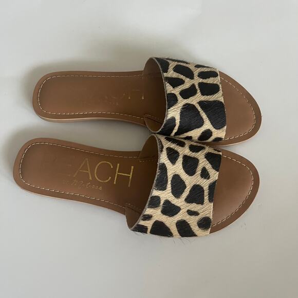 Matisse Beach 'Cabana' Women's 6 Cheetah Calf Hair Slide Leopard Beach - Picture 7 of 7